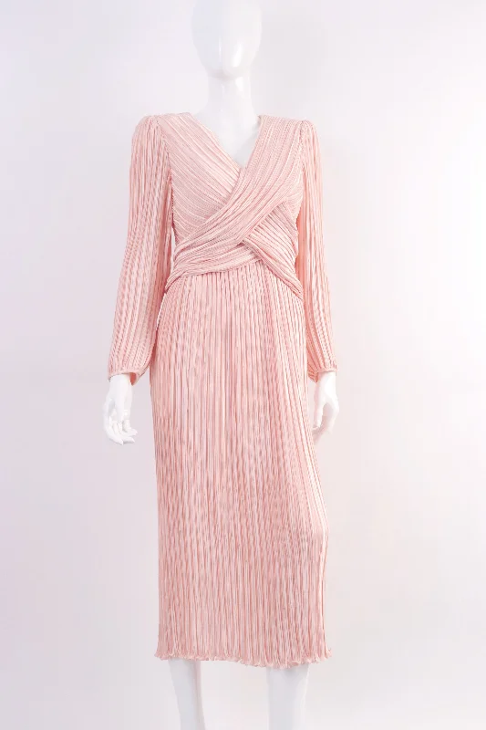 Vintage 80's GEORGE F. COUTURE Pink Fortuny Dress