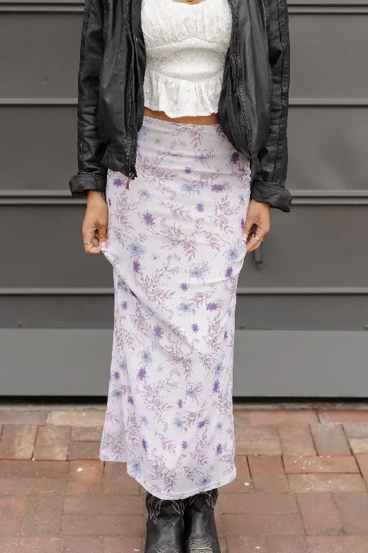 Floral Mesh Maxi Skirt