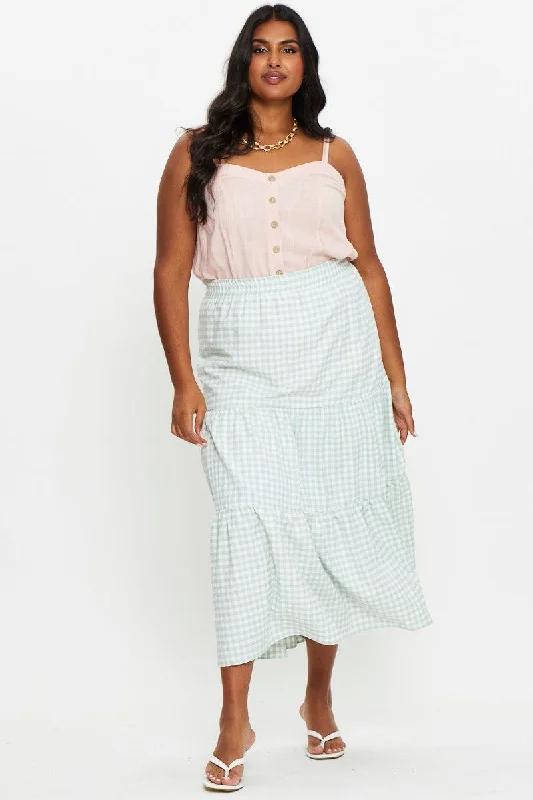 Check Maxi Skirt Tie