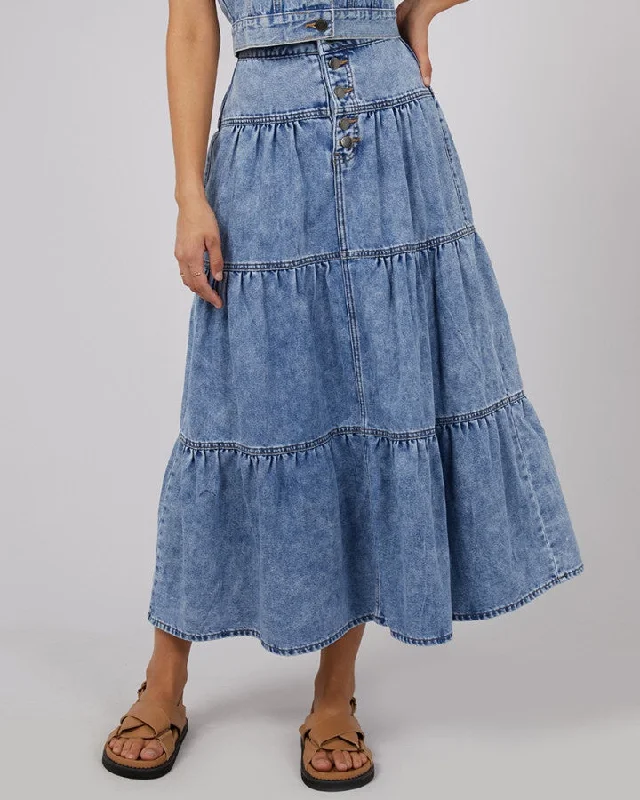 Coco Denim Maxi Skirt (Light Blue)