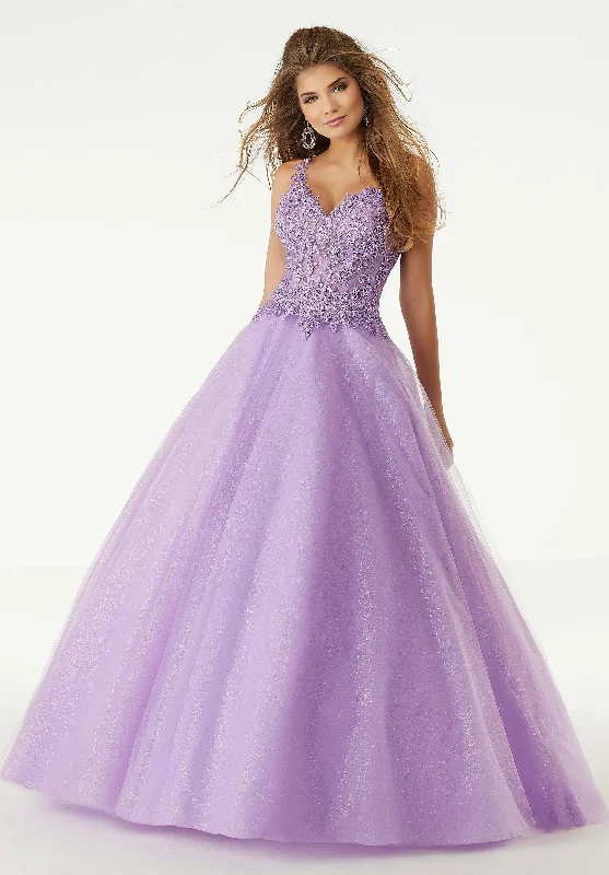 Mori Lee - Lace Appliqued Sweetheart Evening Gown 45064