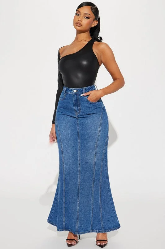 WOMEN FASHION DENIM MAXI SKIRTS