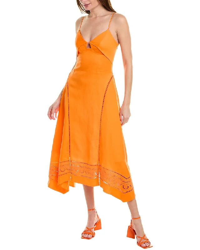 SIMKHAI Valeria Linen-Blend Midi Dress