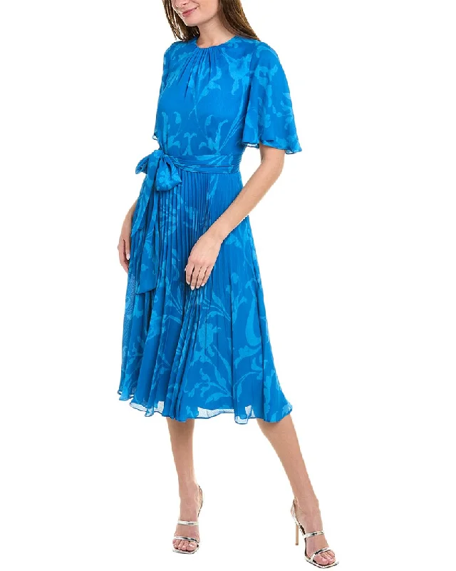 Teri Jon by Rickie Freeman Flutter Sleeve Midi Dress