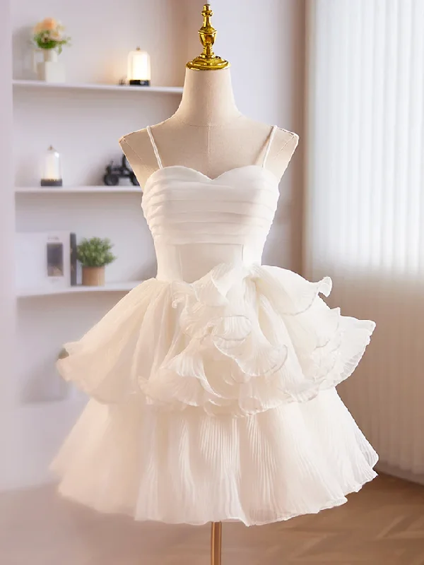 White Tulle Sweetheart Short Prom Dress Cute Homecoming Dress,DP1736